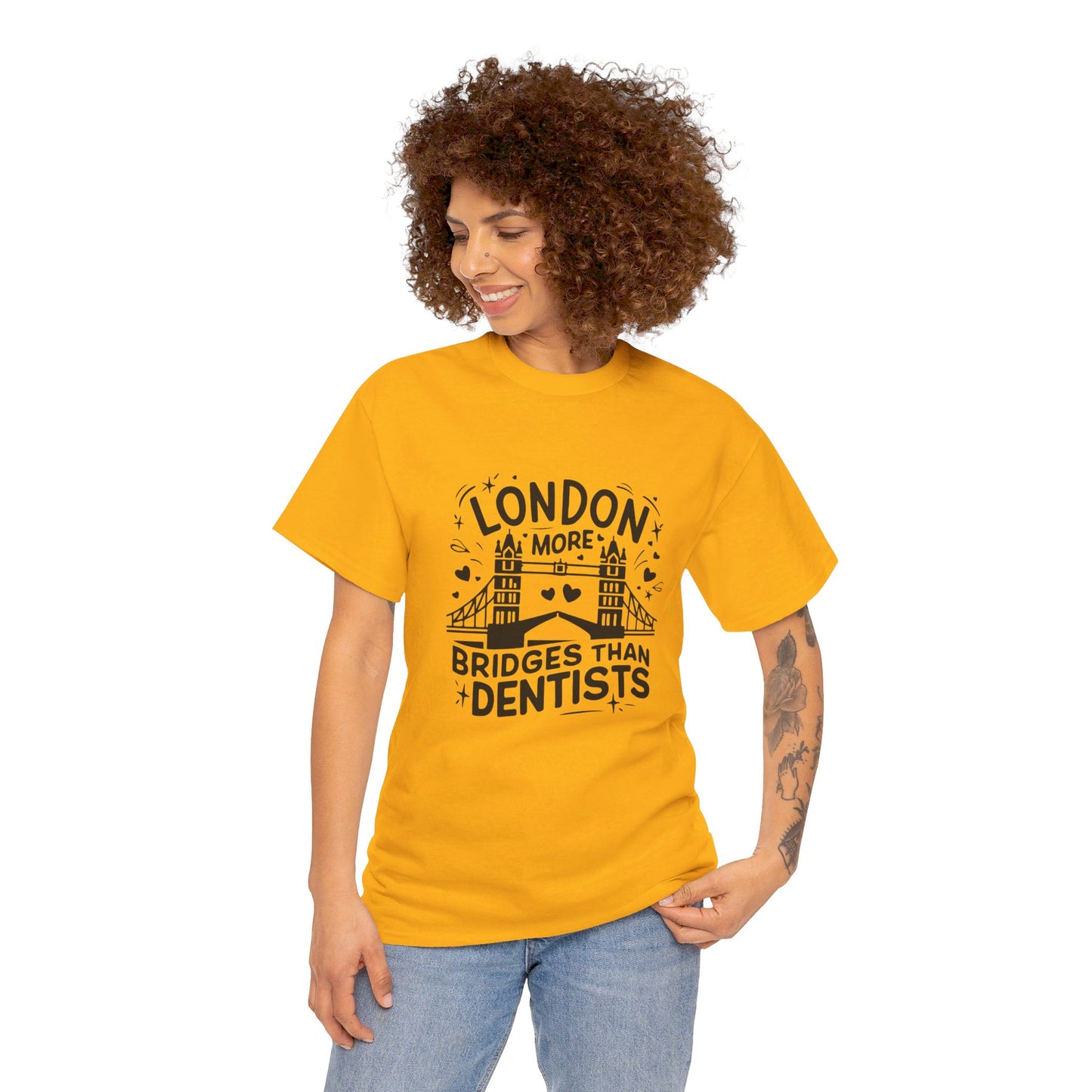London More Biggest than Dentists Form-fitting Unisex Heavy Cotton T-Shirt
