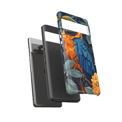 Tropical Parrot Phone Case - Tough Cases, Colorful Phone Cover, Nature Lover Gift, Floral Design, Bird Lover Accessory