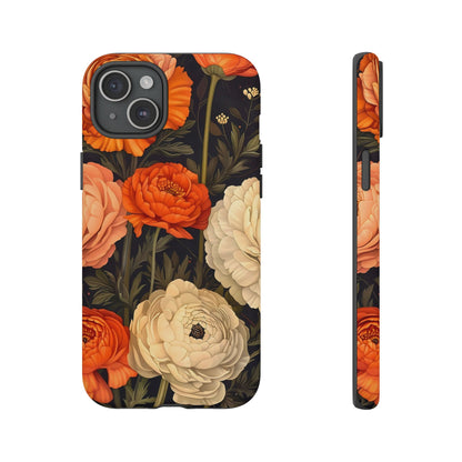 Floral Phone Case with Tough Protection, Blooming Ranunculus Design, Durable Cover, Gift for Flower Lovers, Eco-Friendly Phone Accessory