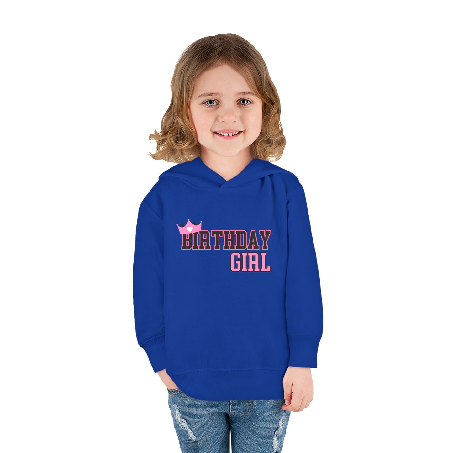Toddler Birthday Girl Fleece Hoodie - Cute Crown Design