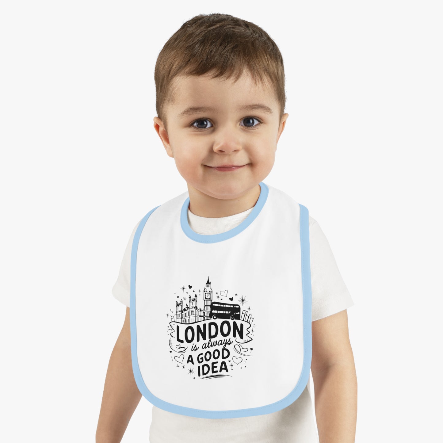 London good tea Baby Bib with London Design - Cute Bib for Infants, Gifts for New Parents, Unique Baby Shower Present, Fun Dining Accessory