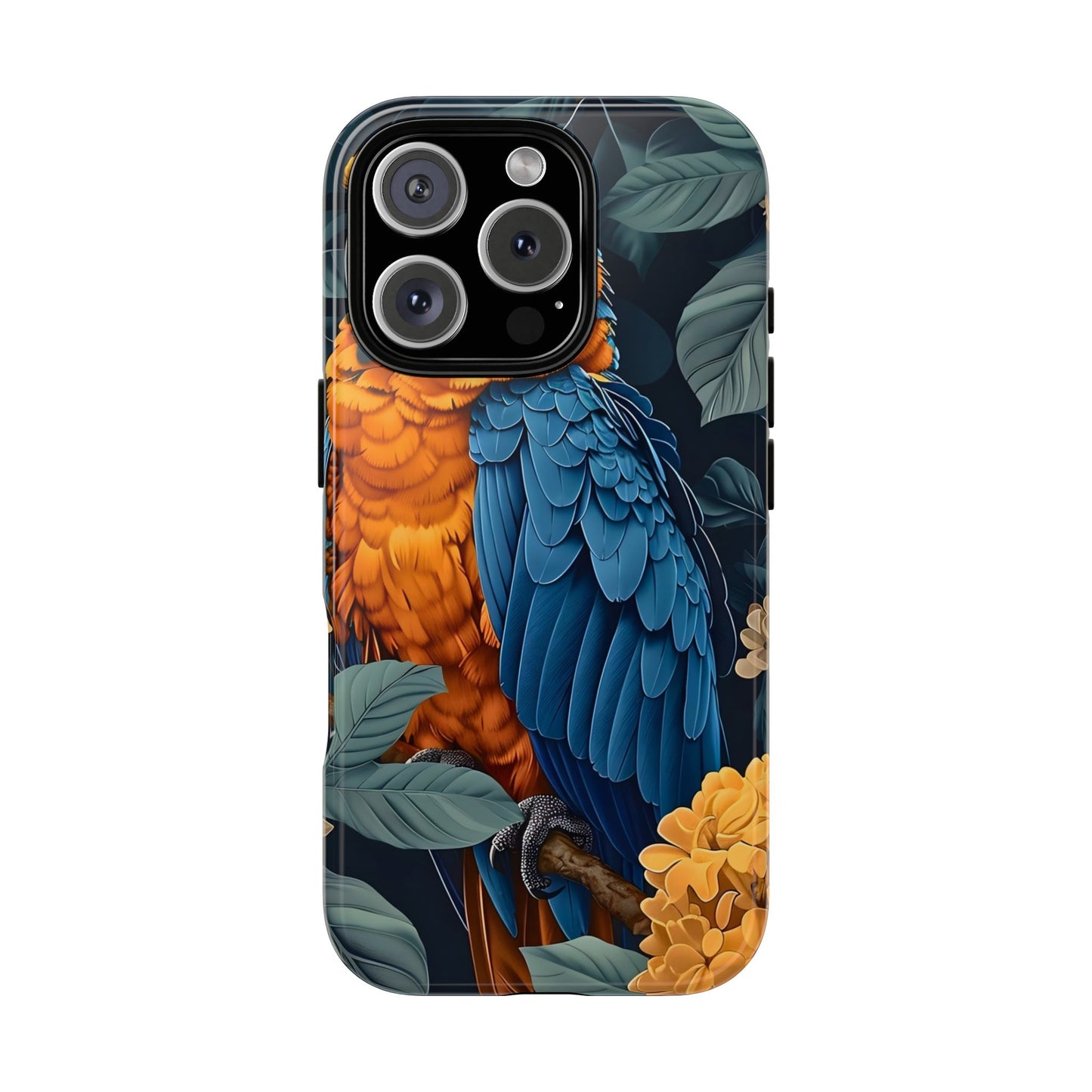 Tropical Parrot Phone Case - Tough Cases, Colorful Phone Cover, Nature Lover Gift, Floral Design, Bird Lover Accessory