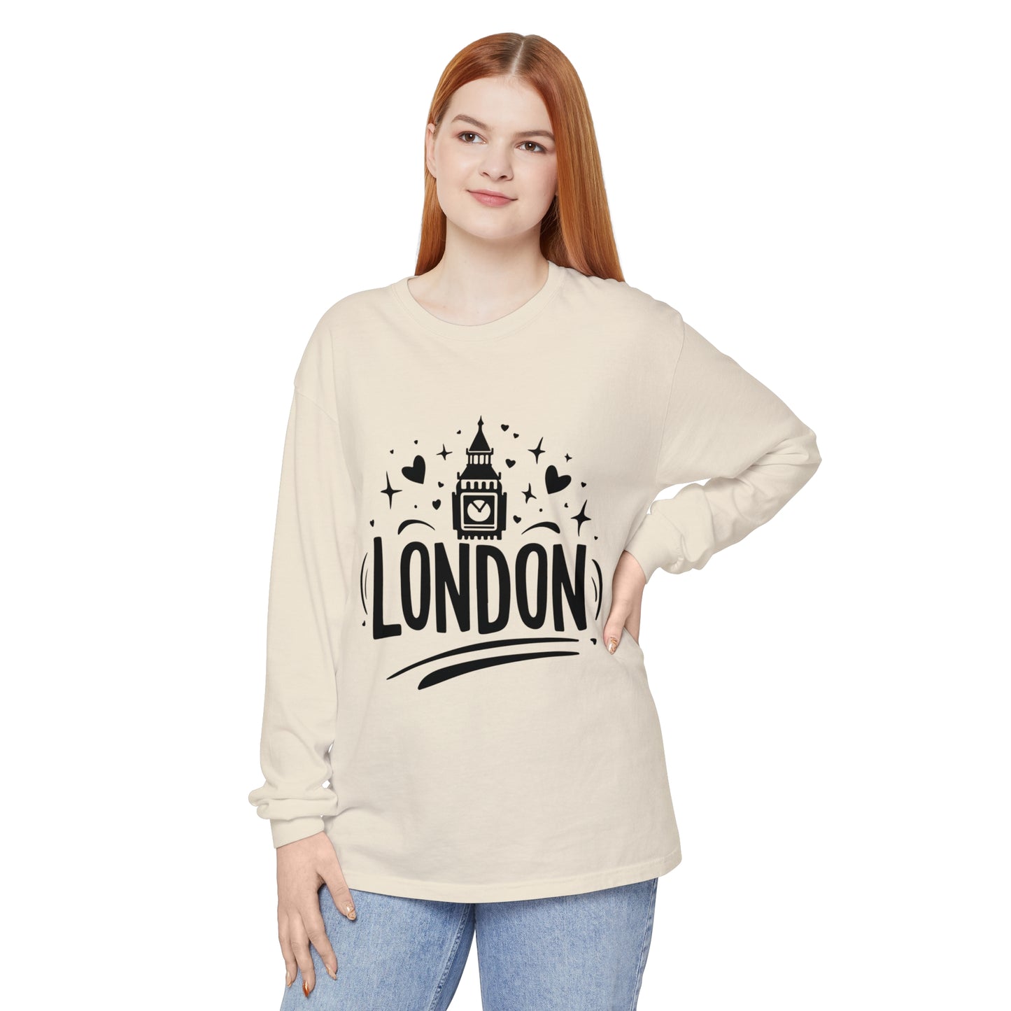 Unisex Garment-dyed Long Sleeve T-Shirt - Pretty London