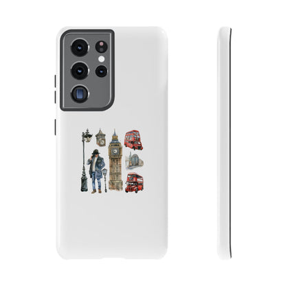 London-Themed Tough Phone Case with Iconic Red Buses