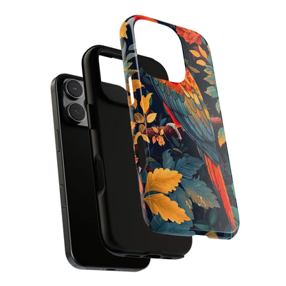 Tough Cases - Tropical Parrot Phone Case, Bohemian Phone Cover, Vibrant Floral Design, Bird Lover Gift, Travel Accessory