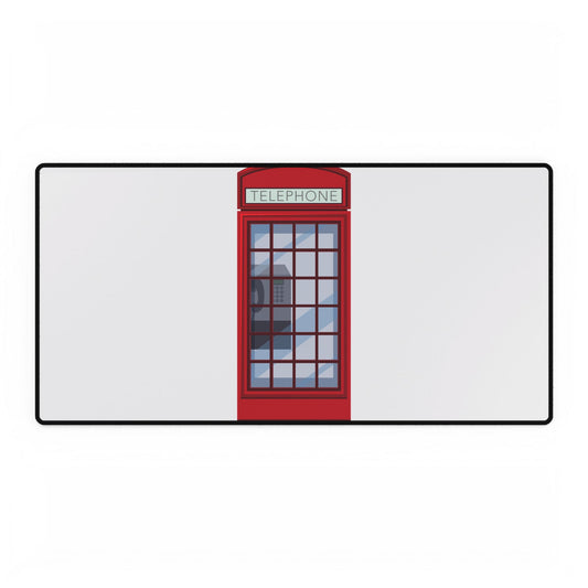 Red Telephone Booth Desk Mat, Unique Office Decor, Work from Home Essentials, Gift for Travelers, Vintage Style Workspace