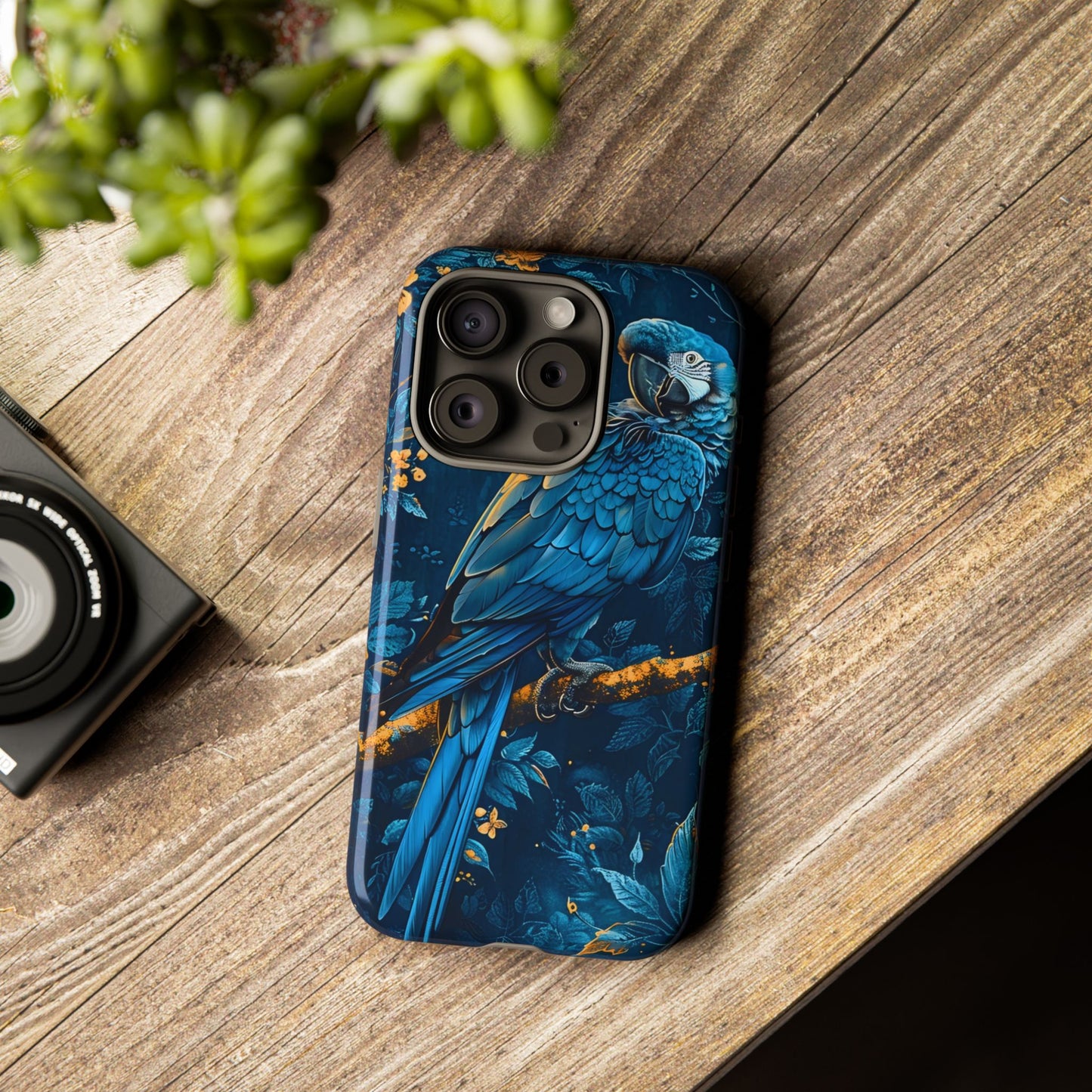 Tough Cases - Vibrant Blue Parrot Phone Case, Tropical Bird Phone Cover, Nature Lover Gift, Eco-Friendly Accessories, Unique Wildlife Decor