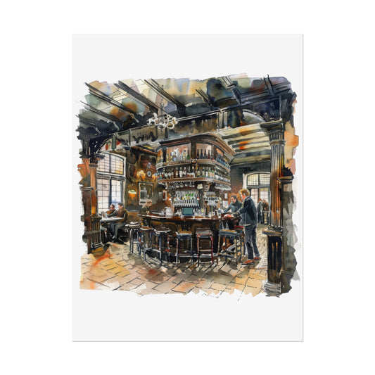 Artistic Bar Scene Rolled Poster, Vintage Bar Decor, Wall Art, Home Bar Aesthetic, Unique Gift for Bartenders, Coffee Shop Decor