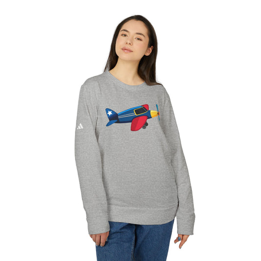 Fleece Crewneck Sweatshirt - Adventure Airplane - Colorful Vintage Airplane Illustration