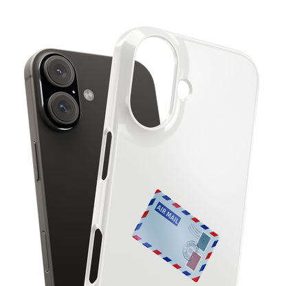 Vintage Air Mail Slim Phone Cases, Cute Phone Cover, Gift for Travelers, Retro Aesthetic, Postage Design