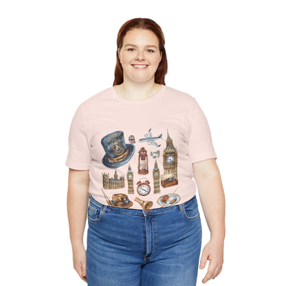 Unisex Jersey Short Sleeve Tee - Nostalgic England: Vintage Symbols & Icons