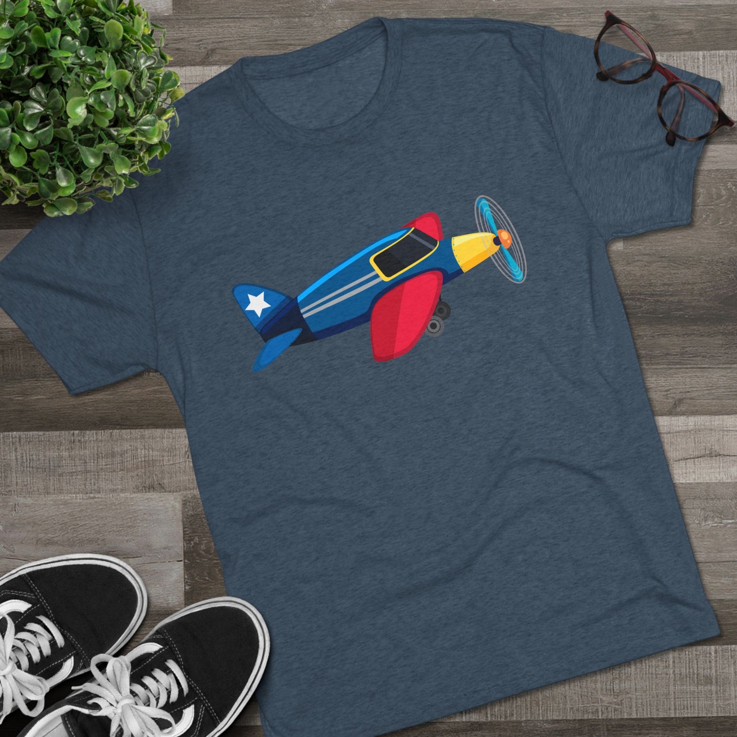 Vintage Airplane Illustration - Retro Aviation Cozy Unisex Tri-Blend Crew Tee