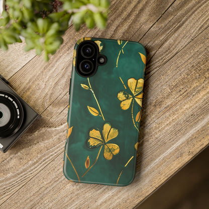 Floral Phone Case with Gold Accents, Tough Phone Cover, Stylish Phone Protector, Unique Gift for Her, Nature Lover Accessory