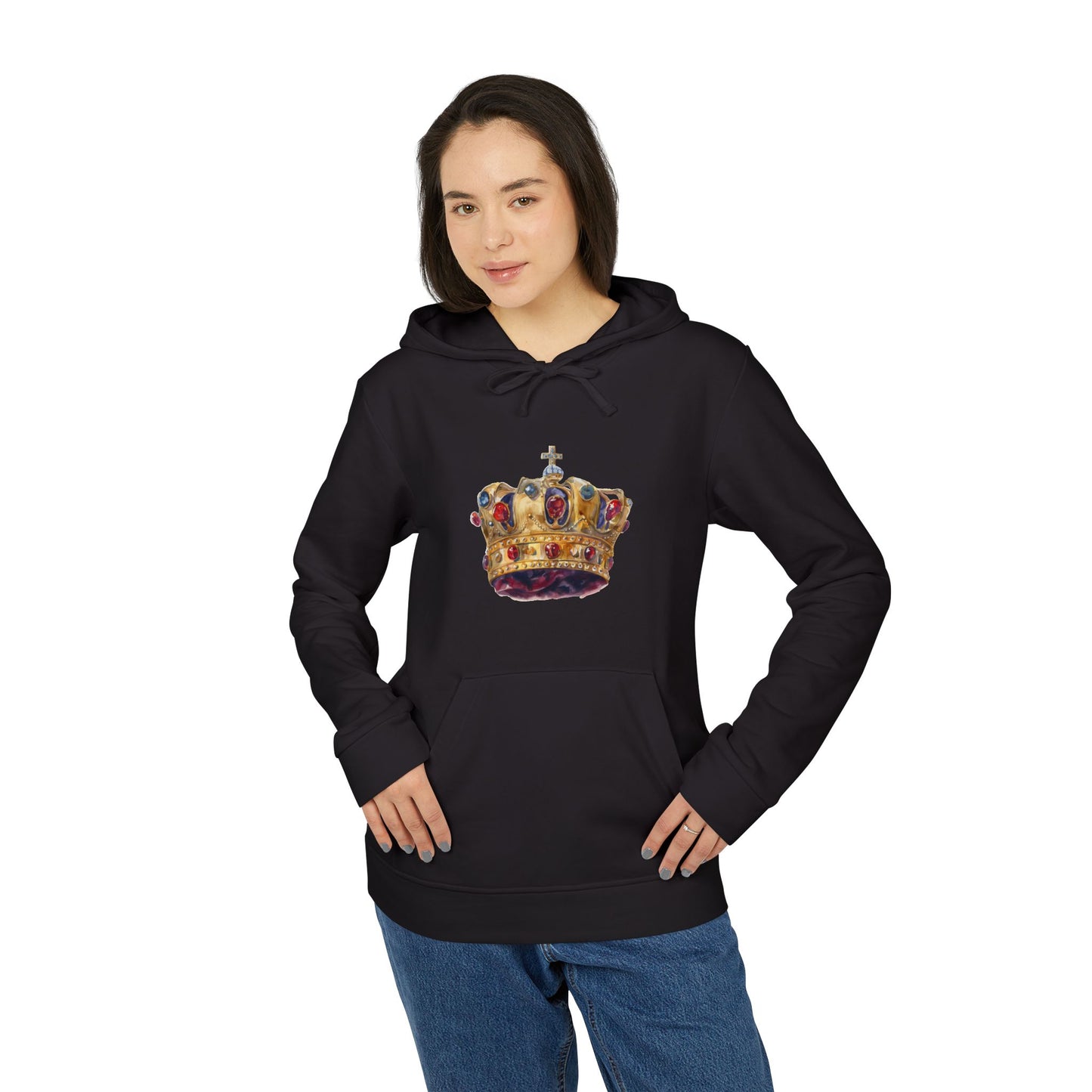 Fleece Hoodie - Unisex Adidas - Royal Crown - British Royal Crown Design - Iconic Symbol of Monarchy