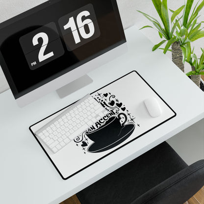 London Tea Themed Desk Mat, Chic Office Decor, Gift for Tea Lovers, Stylish Workspace Accessory, Home Office Essentials