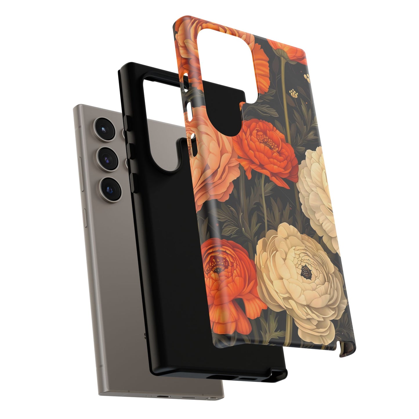 Floral Phone Case with Tough Protection, Blooming Ranunculus Design, Durable Cover, Gift for Flower Lovers, Eco-Friendly Phone Accessory