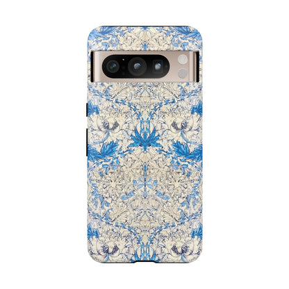Elegant Floral Phone Case, Tough iPhone Cover, Stylish Mobile Protector, Blue Patterned Case, Unique Gift for Her