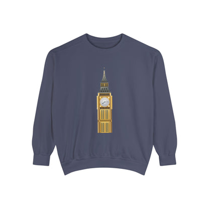 Unisex Garment-Dyed Sweatshirt Trendy - Iconic Big Ben Clock Tower