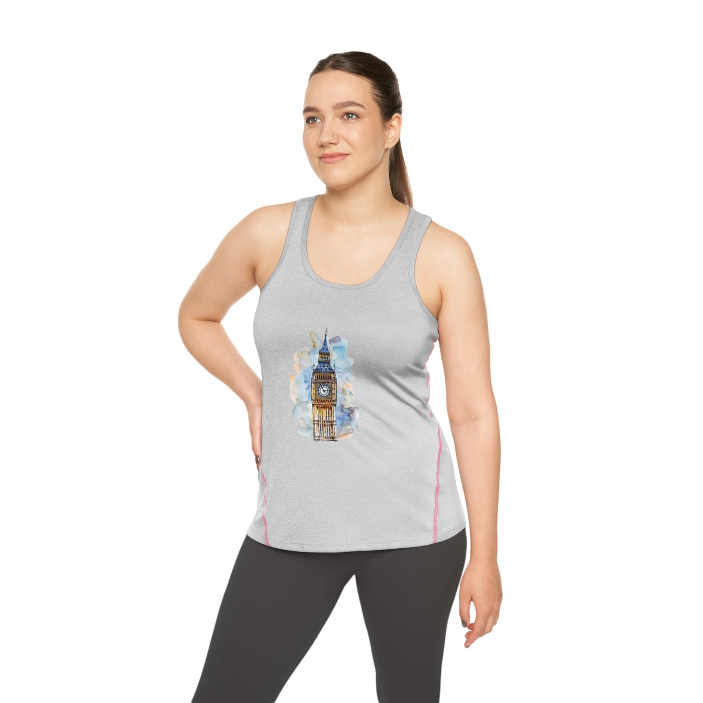 Racerback Sports Top - Big Ben Design for Active Women - Iconic Big Ben Clock Tower Design - London Landmark