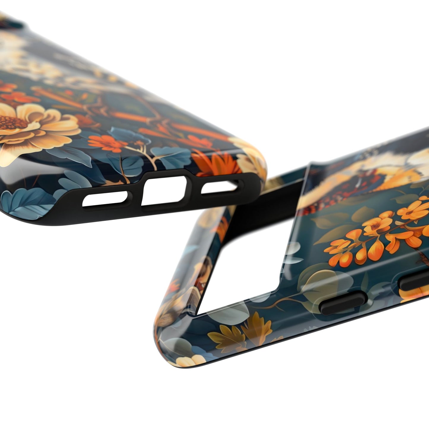 Tough Cases: Floral Bird Phone Case, Vintage Style Cover, Nature Lover Gift, Botanical Design, Spring Inspire Fashion