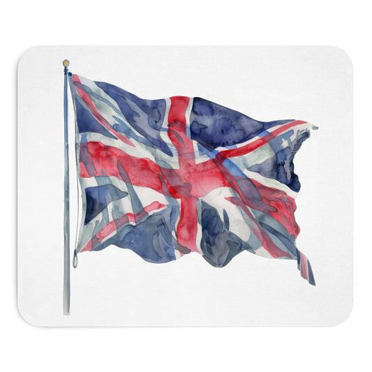 Watercolor Union Jack Mouse Pad, Artistic Office Decor, UK Pride Gift, Vintage Style Desk Accessory, Stylish Computer Mat