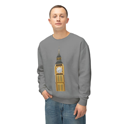 Unisex Lightweight Crewneck Sweatshirt - Iconic Big Ben Clock Tower Design