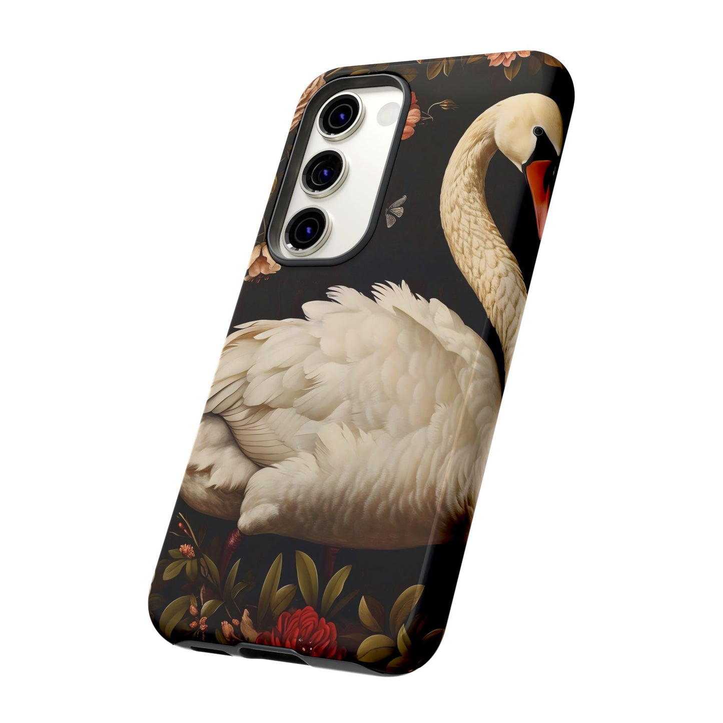 Elegant Swan Phone Case, Floral iPhone Cover, Tough Phone Case, Gift for Her, Nature Lover, Mother's Day, Birthday