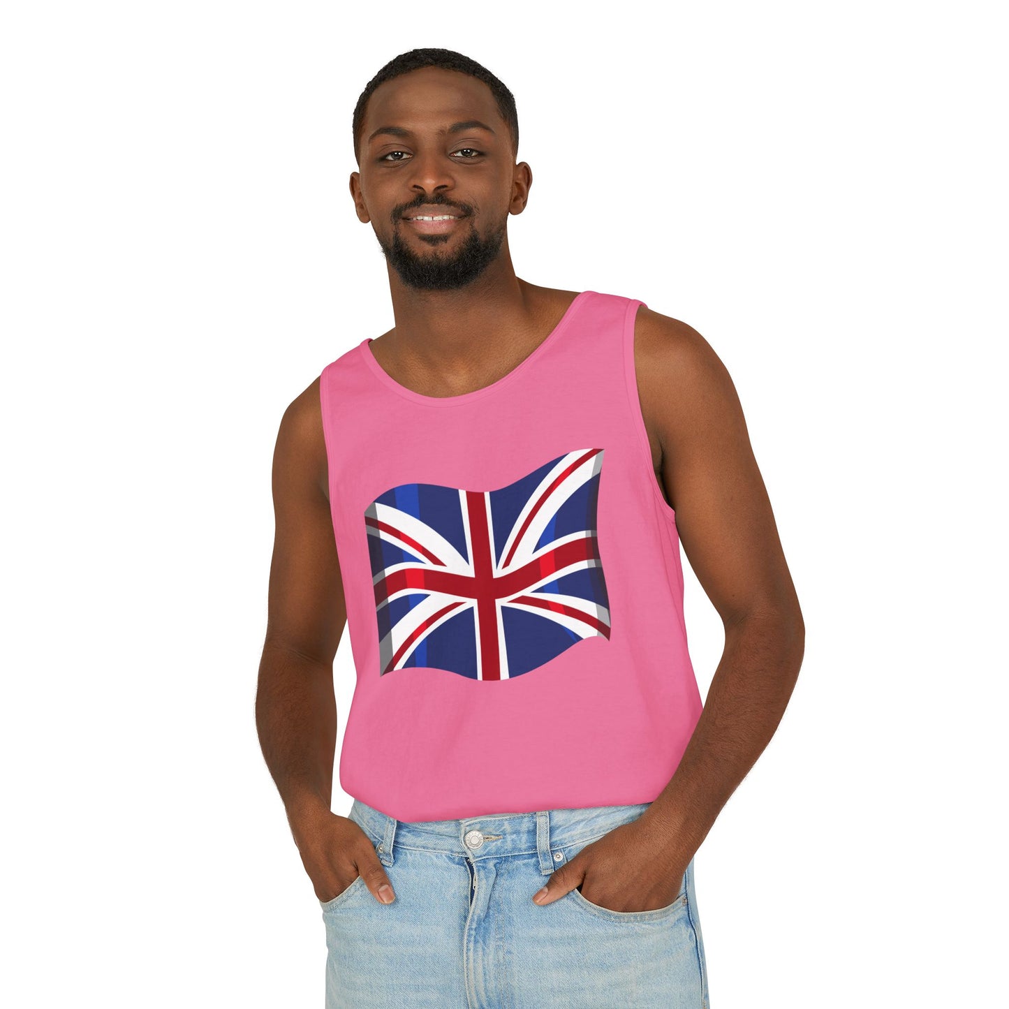 Unisex Garment-Dyed Tank Top - Classic UK Flag Design - Union Jack Symbol