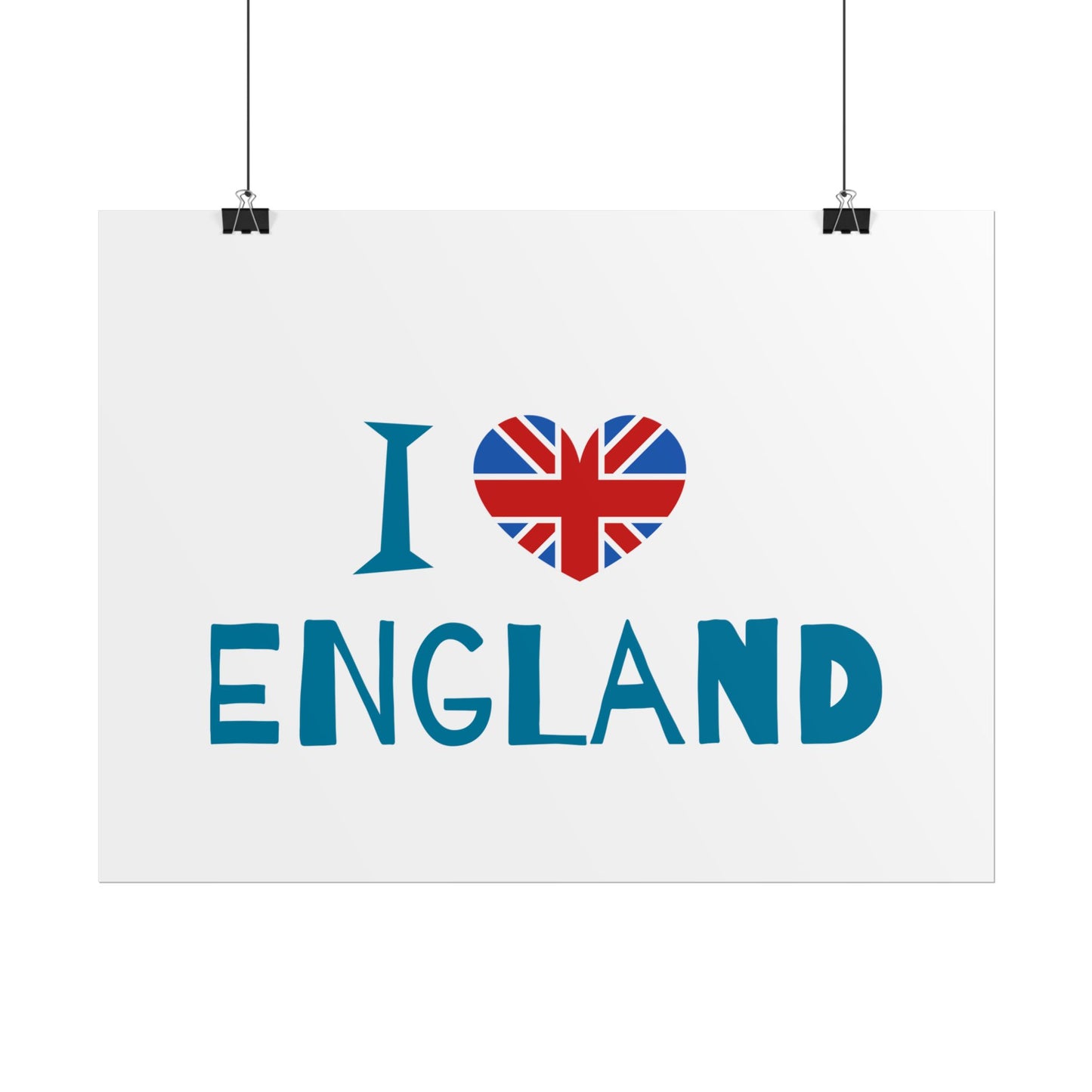 I Love England Rolled Poster - UK Travel Decor, Gift for Britains, Wall Art for Home, London Souvenir, Love England