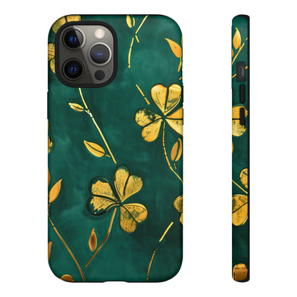 Floral Phone Case with Gold Accents, Tough Phone Cover, Stylish Phone Protector, Unique Gift for Her, Nature Lover Accessory