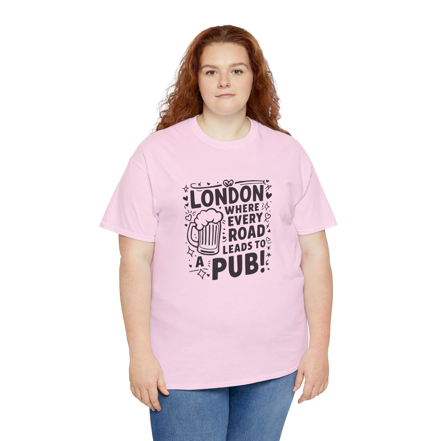 London Where Every Road Leads To Pub Soft-touch Unisex Heavy Cotton Tee