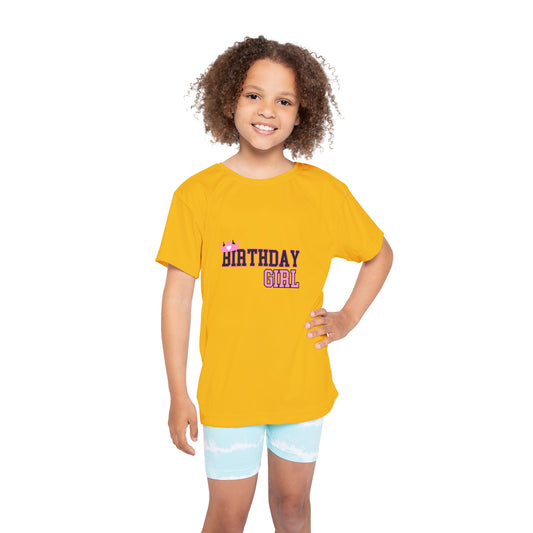 kids Sports Jersey - Pink Leopard Print Birthday Girl Sublimation Design - Birthday Girl Design in Yellow