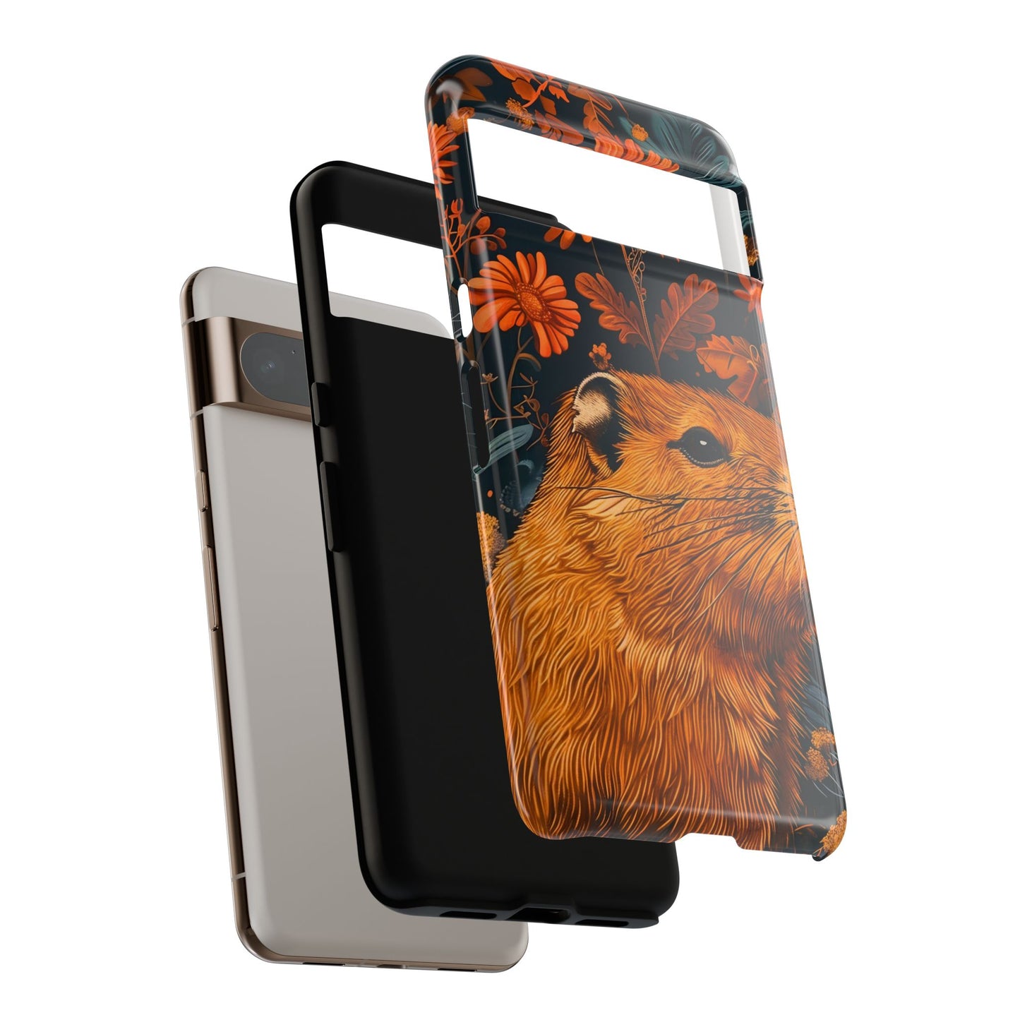 Capybara Phone Case, Floral Phone Cover, Tough Case for Animal Lovers, Unique Gift, Cute and Functional, Nature Inspired Design