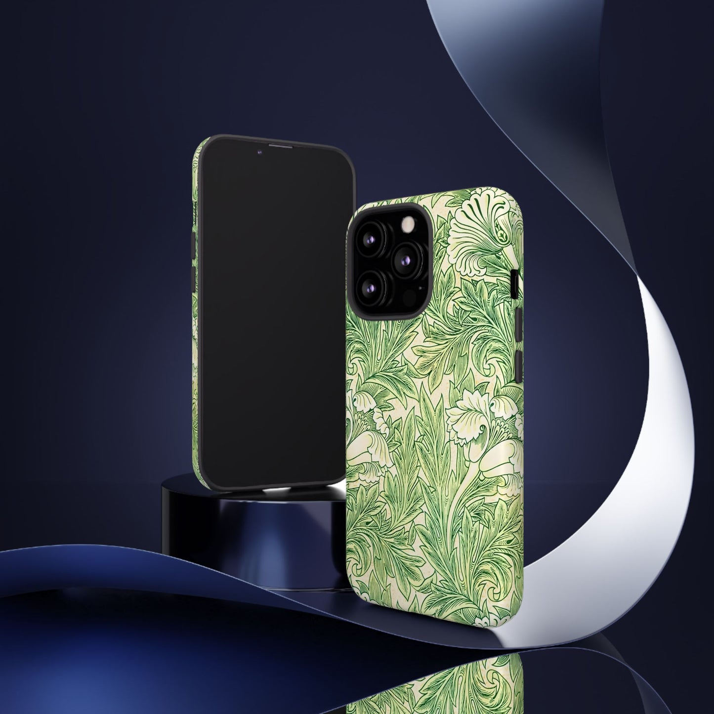 Green Floral Phone Case, Botanical iPhone Cover, Tough Phone Shell, Nature-inspired Gift, Eco-friendly Tech Accessory