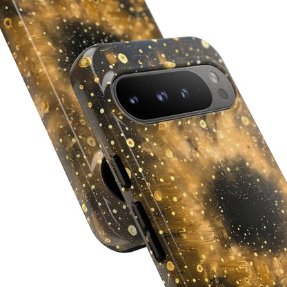 Stylish Phone Case with Golden Galaxy Design, Tough Phone Cover, Trendy Mobile Accessory, Gift for Space Lovers, Protective Phone Shell