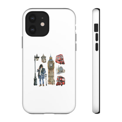 London-Themed Tough Phone Case with Iconic Red Buses