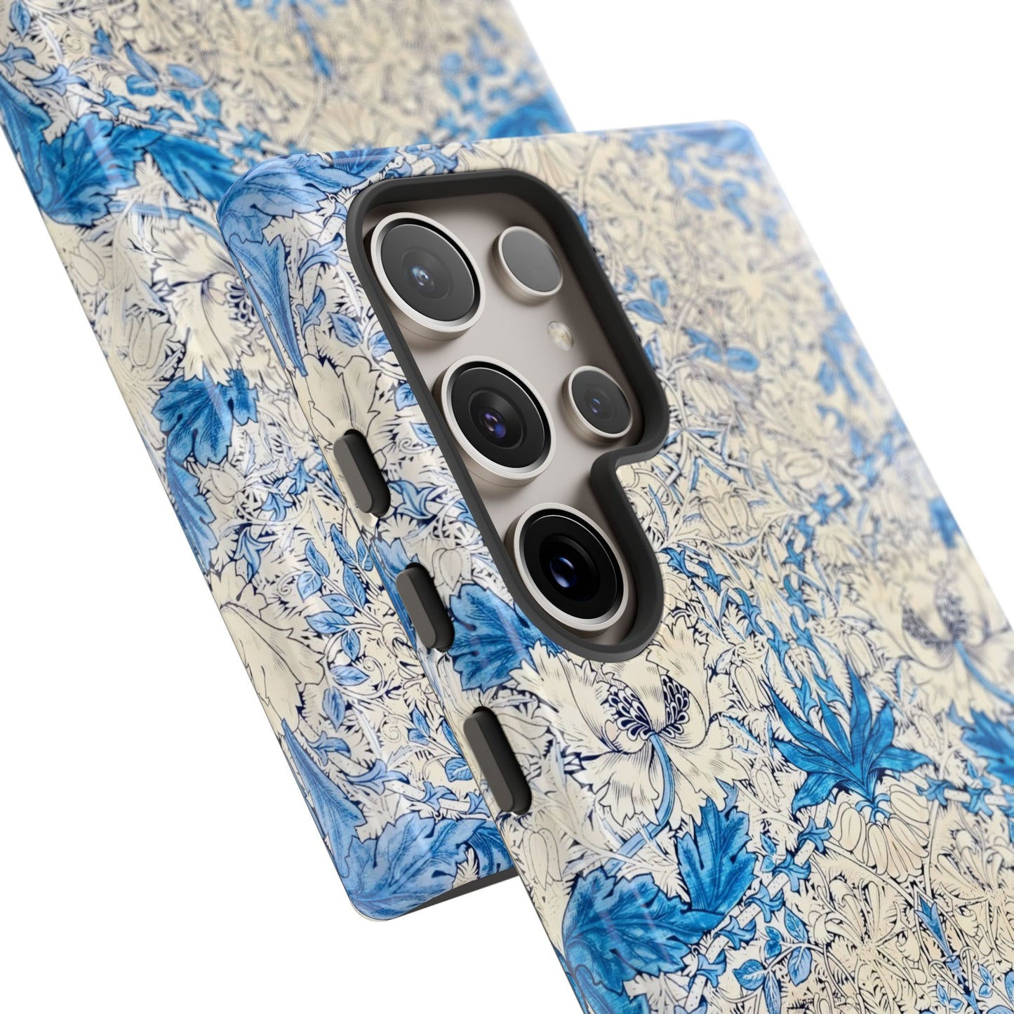 Elegant Floral Phone Case, Tough iPhone Cover, Stylish Mobile Protector, Blue Patterned Case, Unique Gift for Her