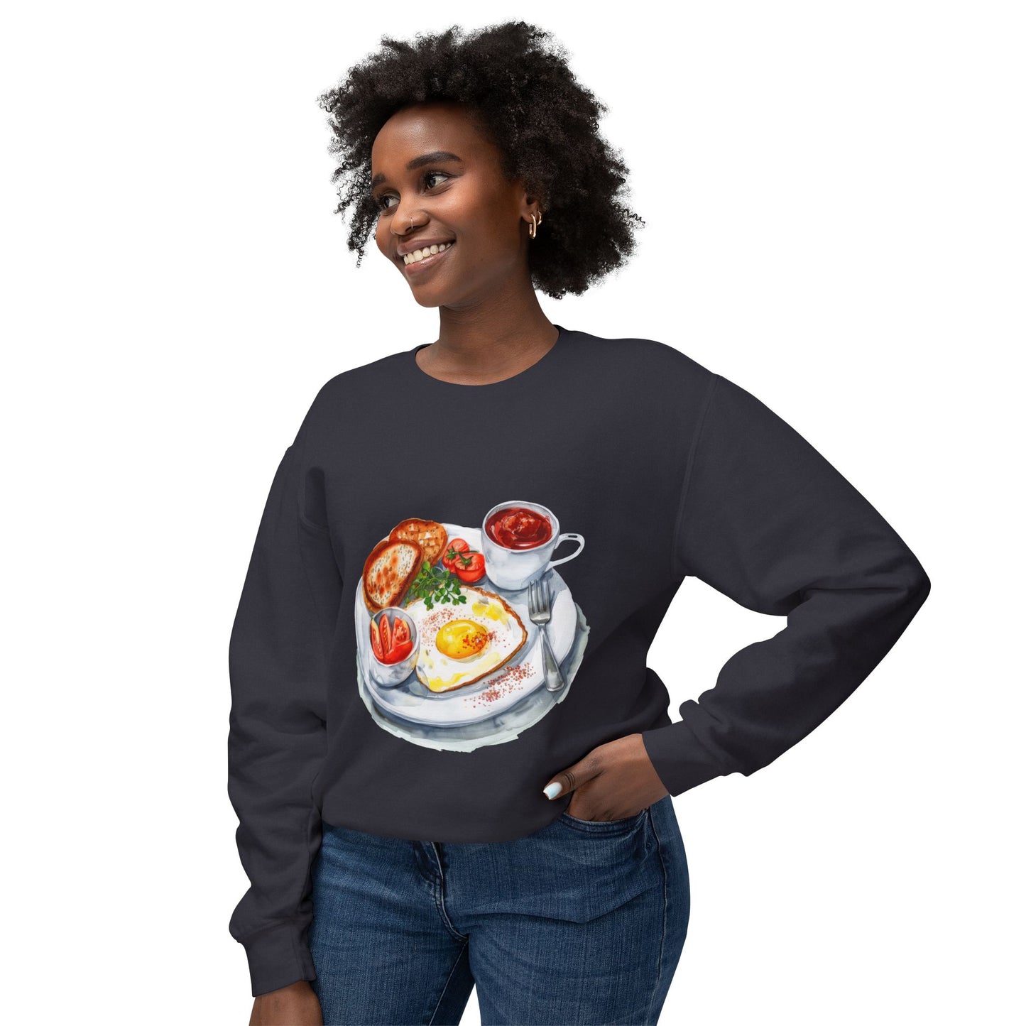Unisex Lightweight Crewneck Sweatshirt - British Cuisine with a Regal Twist