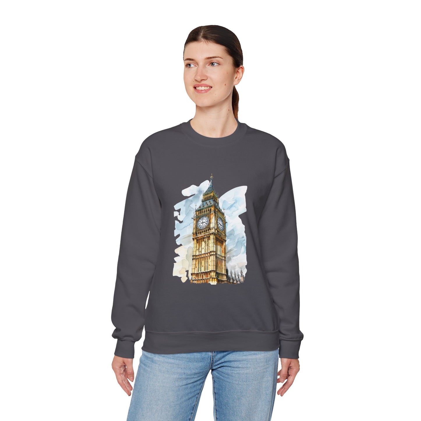 Unisex Heavy Blend™ Crewneck Sweatshirt - Towering Time - Big Ben and British Heritage