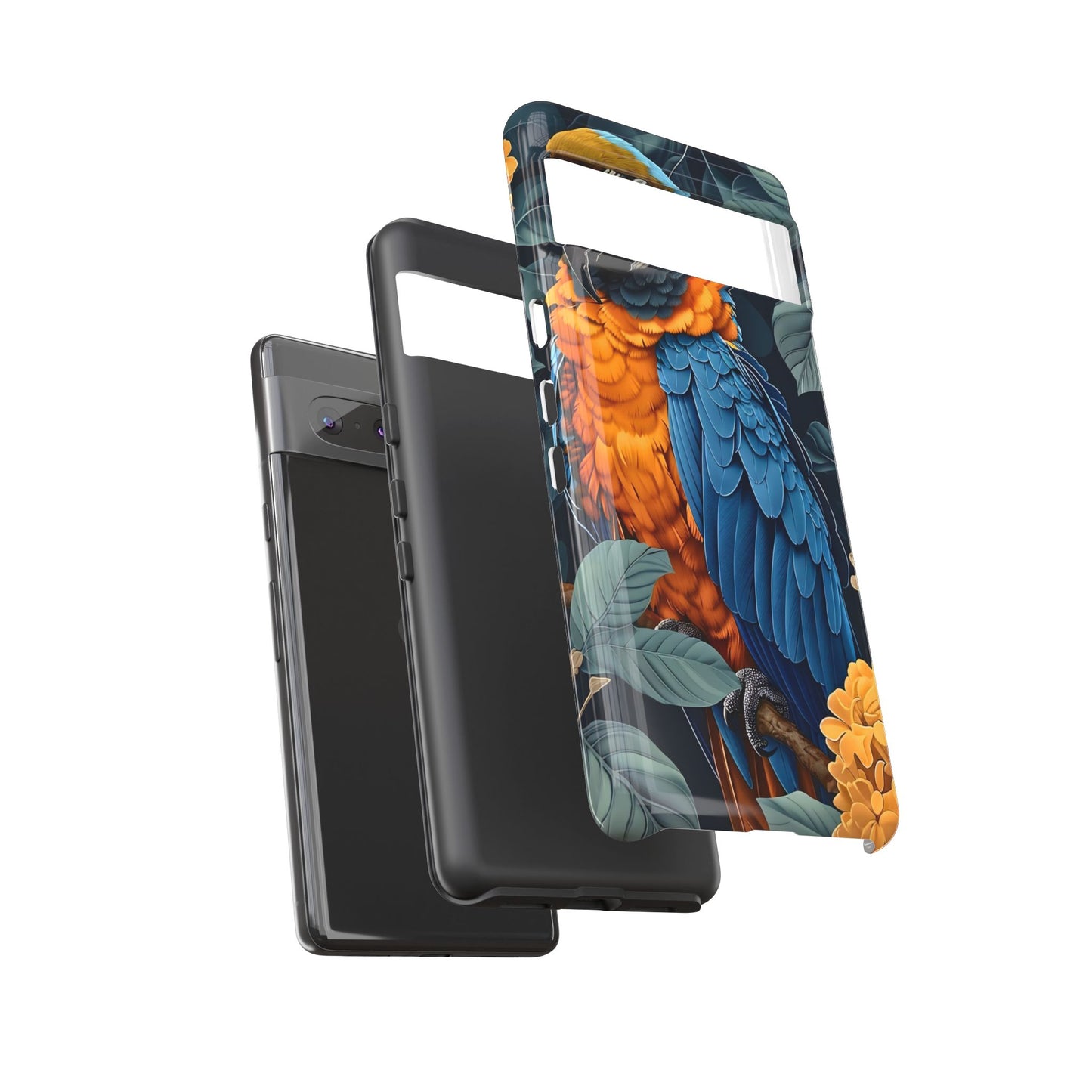 Tropical Parrot Phone Case - Tough Cases, Colorful Phone Cover, Nature Lover Gift, Floral Design, Bird Lover Accessory