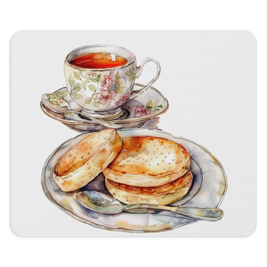 Tea Time Treats Mouse Pad | Cozy Kitchen Decor, Gift for Tea Lovers, Office Desk Accessory, Vintage Style Mouse Mat