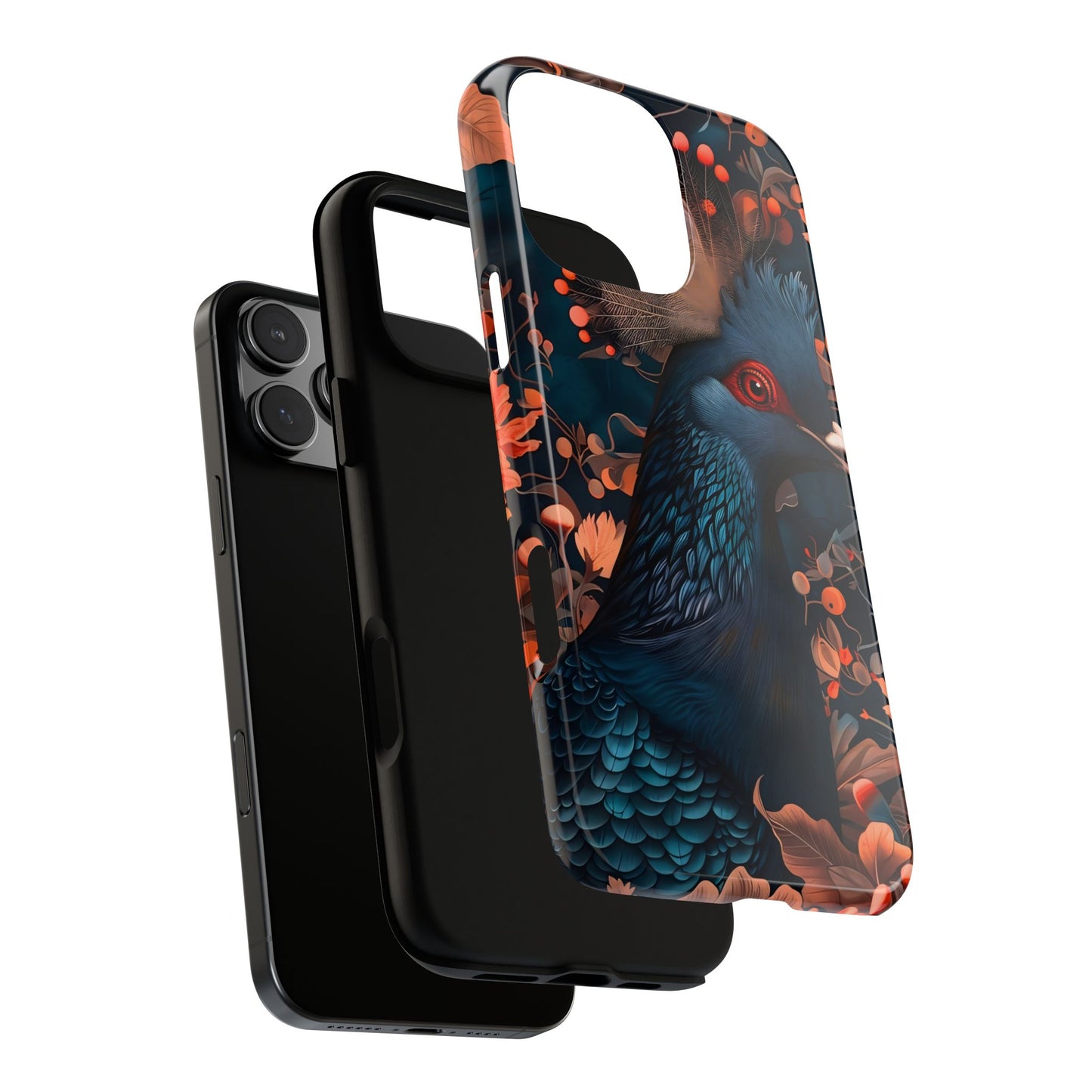 Vibrant Phone Case with Floral Peacock Design - Tough Cases, Artistic Phone Cover, Unique Gift for Nature Lovers, Stand Out Tech Accessory
