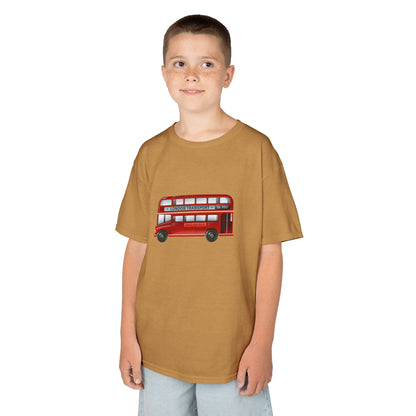 Kids  Tee - Vintage British Double-Decker Bus Art Print - Fun Cotton T-Shirt for Young Explorers