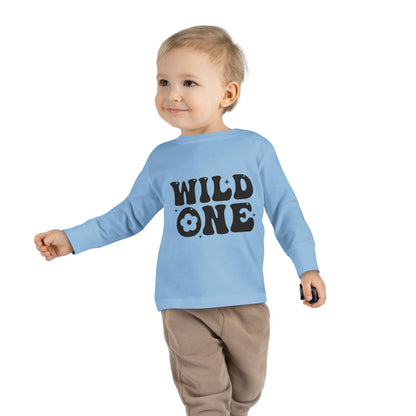 Wild One Toddler Long Sleeve Tee - Playful Gray Shirt for Adventurous Kids
