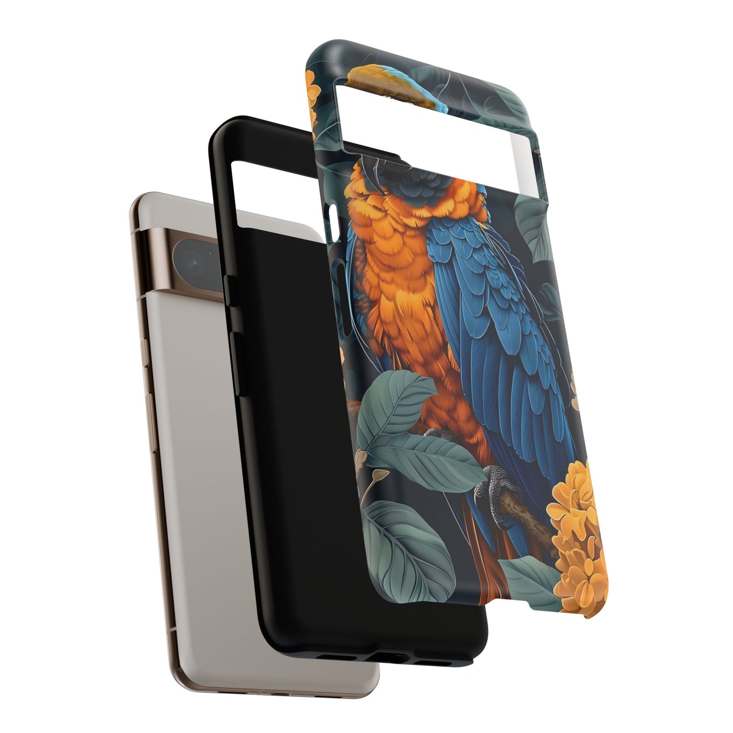 Tropical Parrot Phone Case - Tough Cases, Colorful Phone Cover, Nature Lover Gift, Floral Design, Bird Lover Accessory
