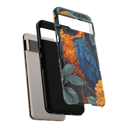 Tropical Parrot Phone Case - Tough Cases, Colorful Phone Cover, Nature Lover Gift, Floral Design, Bird Lover Accessory