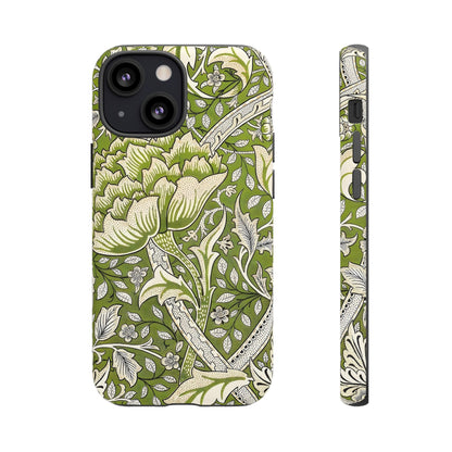 Stylish Phone Case with Floral Design, Durable Protective Cover for iPhone, Unique Gift for Birthdays, Mother's Day, Green Aesthetic