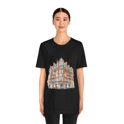 Unisex Jersey Short Sleeve Tee - British Vintage Building - Architectural Charm and Classic Appeal