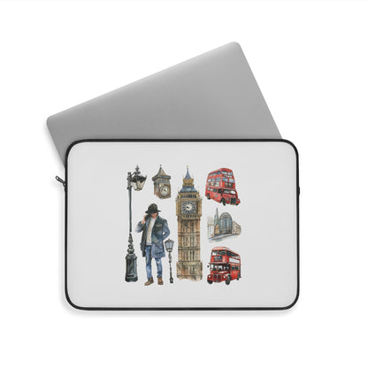 London-Inspired Laptop Sleeve, Stylish Computer Case for Travelers, Gift for Students, Unique Office Accessory, Cozy Design for Tech Lovers