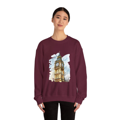 Unisex Heavy Blend™ Crewneck Sweatshirt - Towering Time - Big Ben and British Heritage